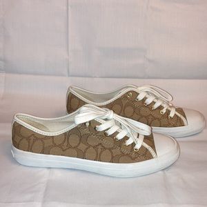 Coach Tan Beige and White Sneakers